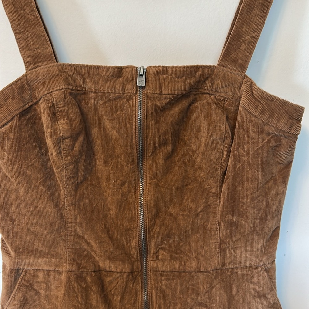 Hollister brown zip front corduroy mini jumper with front pockets size small - Picture 2 of 5